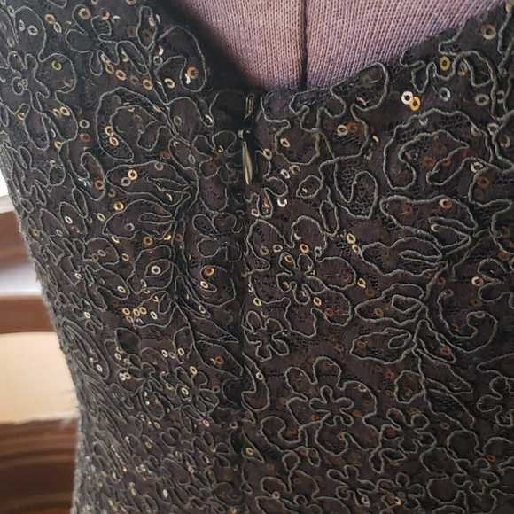 NWT Shelli Segal Elegant LBD w/ Feather Trim sz 16 - Picture 8 of 12